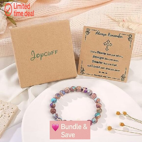 Christian Cross Bracelet Adjustable Stone Beads Faith Jewelry Gift - Picture 7 of 7